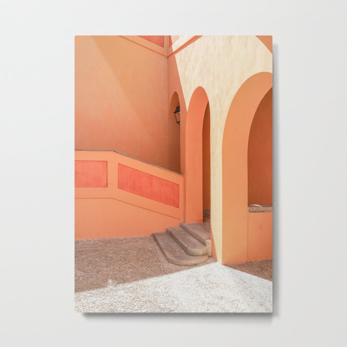 Arches in the South of France | Morning Light Shadows in Colorful Menton Art Print | Orange Summer Travel Photography Metal Print
