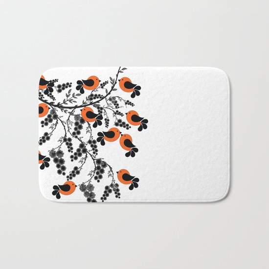 orange birds Bath Mat