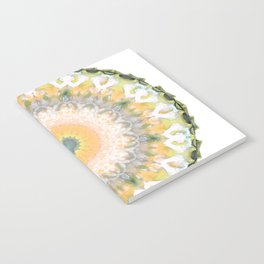 White Lily Mandala - Peach And Green Art Notebook