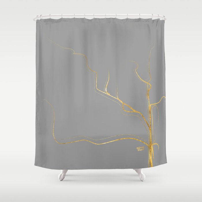 Kintsugi 3 #art #decor #buyart #japanese #gold #grey #kirovair #design Shower Curtain