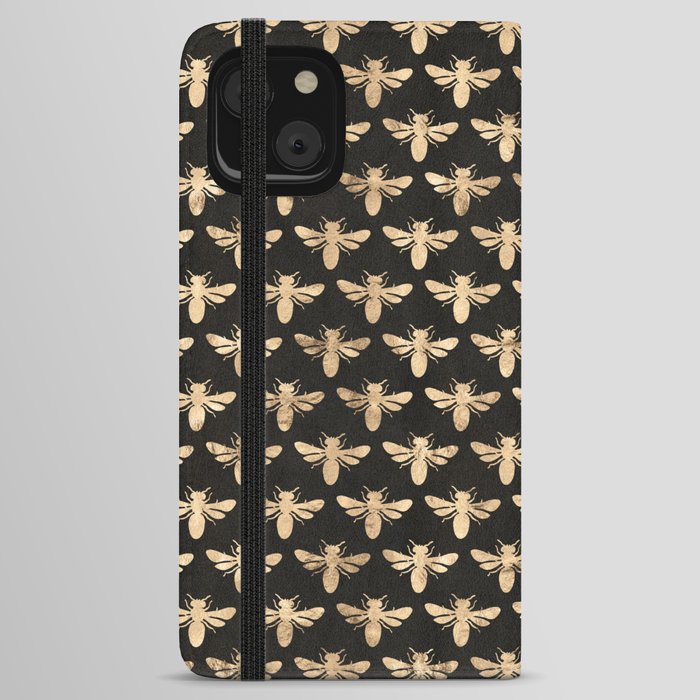 Honey Bees (Black) iPhone Wallet Case