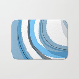 Abstract Sea Waves Light Blue and Grey Minimalist Abstract Watercolor Painting Bath Mat