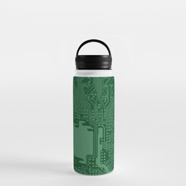 Green Geek Motherboard Circuit Pattern Water Bottle