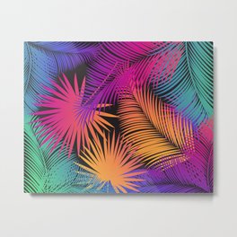 Tropical Palm Leaves Rainbow Color Contemporary Art Metal Print | Street Art, Ink, Carnival, Exotic, Watercolor, Painting, Jungle, Travel, Typography, Multicolor 