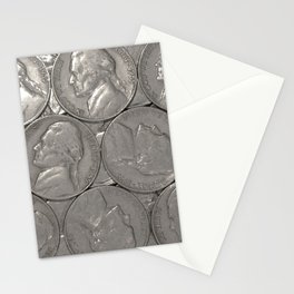 Watercolor 1955 Jefferson nickel 03 Stationery Cards