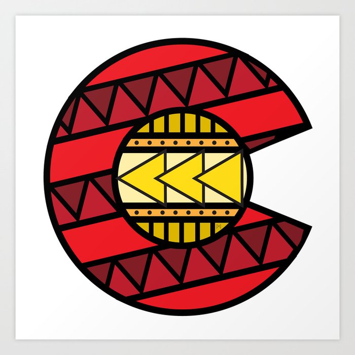 Colorado Tribal Flag: Red and Yellow Art Print