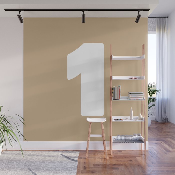 1 (White & Tan Number) Wall Mural