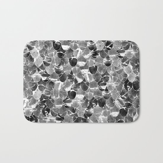 Black and White Abstract Mermaid Scales Pattern Bath Mat