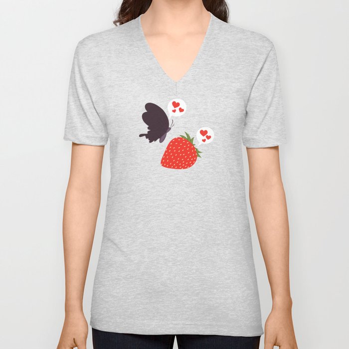 the death loves the strawberry V Neck T Shirt