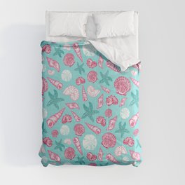 Seashell Pattern - Pink and mint Comforter