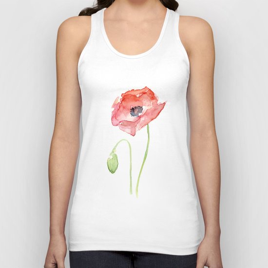Red Poppy Flower Flowers Unisex Tank Top