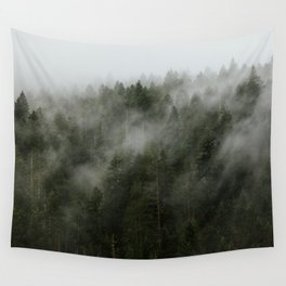 Pacific Northwest Foggy Forest Wall Tapestry