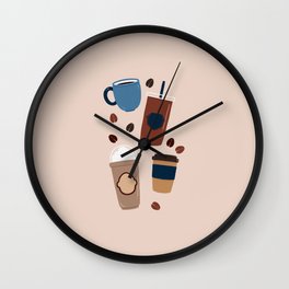 Coffee Love - Brown and blue palette Wall Clock