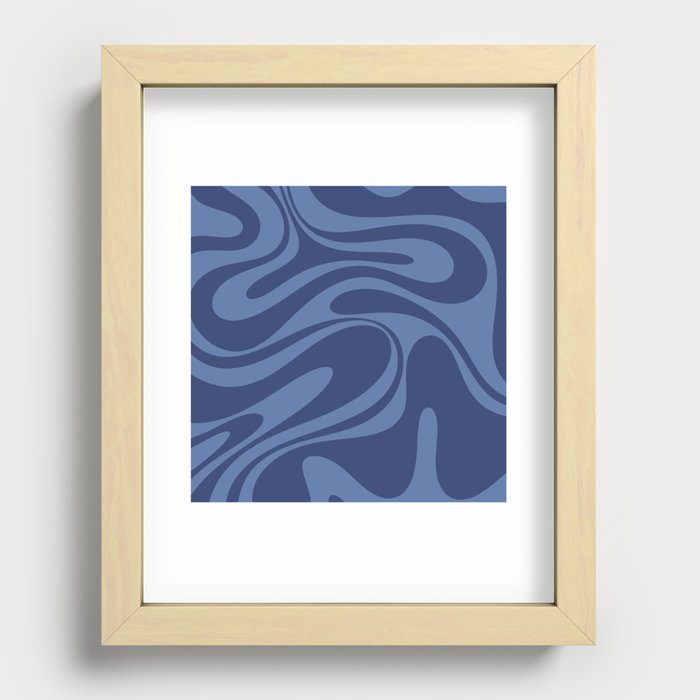 Retro Fantasy Swirl Abstract in Blue Recessed Framed Print