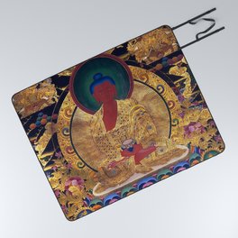Amitabha Buddha Golden Shambala Thangka Picnic Blanket