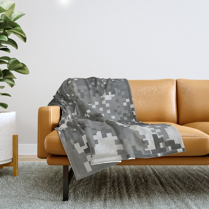 Pixel Urban Army Camo Pattern Throw Blanket
