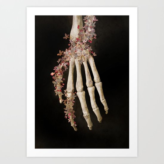 “Spring 1” skull and flowers Art Print