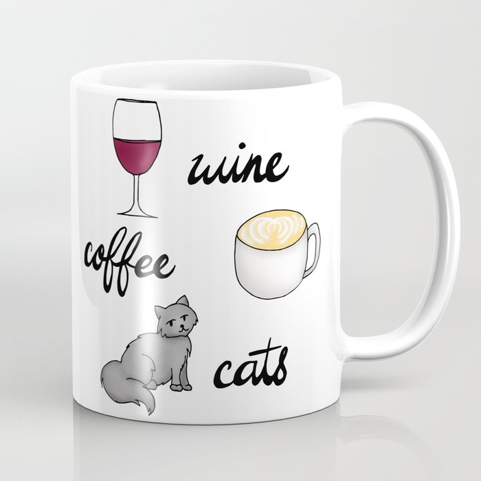 Wine Coffee Cats Mug By Julieerindesigns Society6 Wine Coffee Cats Mug