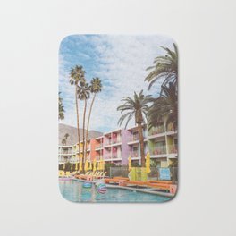 Palm Springs Pool Day VII Bath Mat | Architecture, Color, Curated, Summer, Other, Pool, Vintage, Saguaro, Mountain, California 