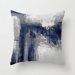 Navy gray abstract Throw Pillow