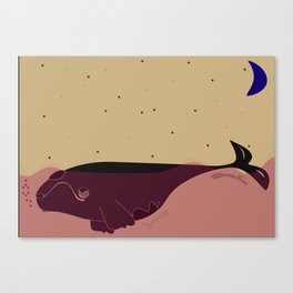 Whale with stars Canvas Print