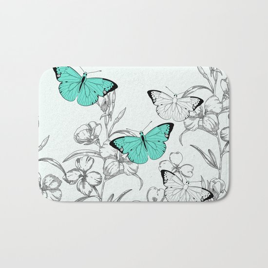 Vintage Butterflies Bath Mat