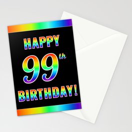 [ Thumbnail: Fun, Colorful, Rainbow Spectrum “HAPPY 99th BIRTHDAY!” Stationery Cards ]