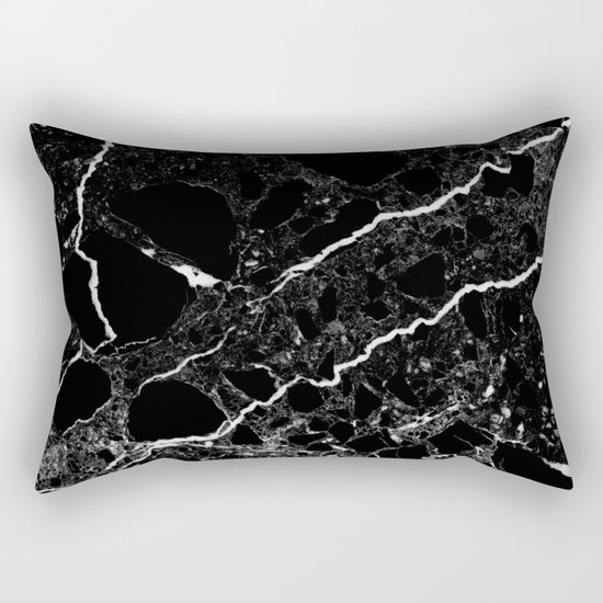 Black Marble Rectangular Pillow