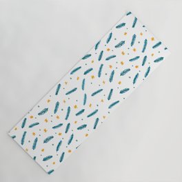 Christmas branches and stars - blue and yellow Yoga Mat