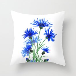 blue cornflower Throw Pillow