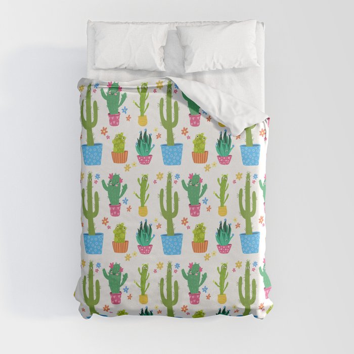 Seamless funny cactus pattern Duvet Cover