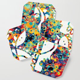 Abstract Futurist Pattern With a White Graffiti Creature  Coaster
