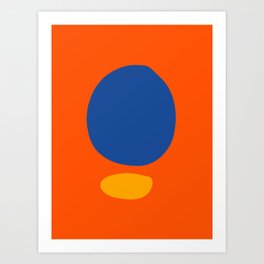 Zen Abstract Minimal Art Organic Shapes Blue and Yellow Art Print