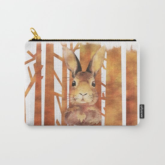 Fast Rabbit in the forest- abstract Hare watercolor Illustration Carry-All Pouch
