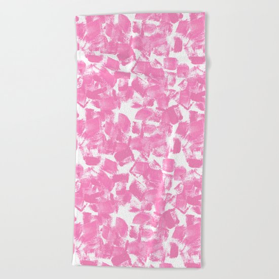 Pink Painter brushstrokes abstract minimal modern dorm college trendy boho painting monochromatic Beach Towel