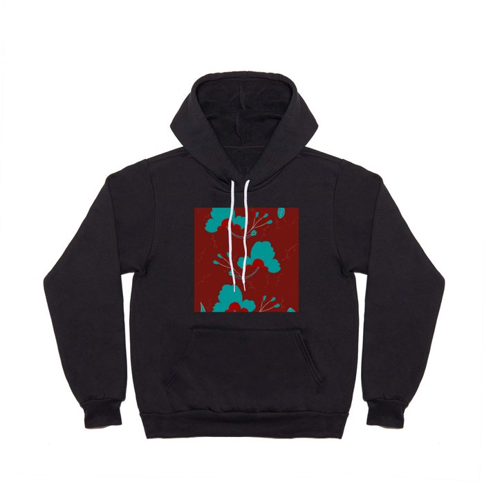 Oriental Flower Decor Red and Blue Hoody