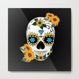 Flower Floral Sugar Skull Muertos Day Of Dead Metal Print