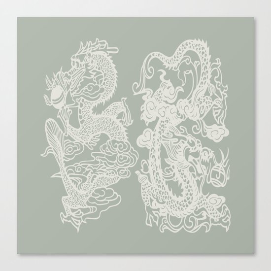 Gray Grey Dragon Canvas Print