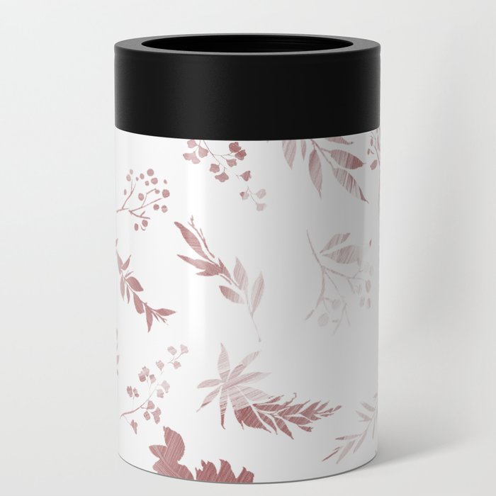 Modern Pink White Watercolor Gradient Floral Foliage Can Cooler