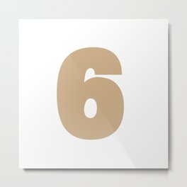 6 (Tan & White Number) Metal Print