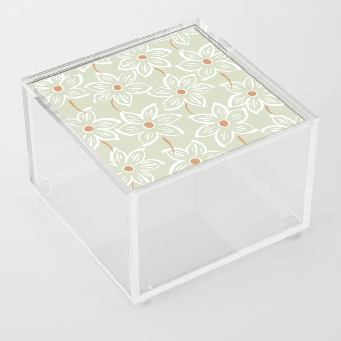 Field of Flowers | Sage Green & Rust | Pattern Acrylic Box