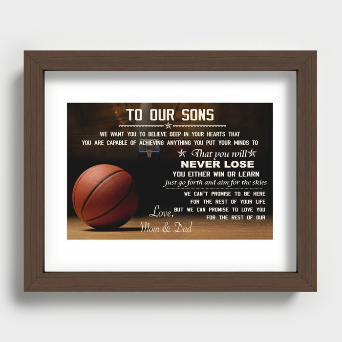 Baketball Family - to our sons - love mom & dad Recessed Framed Print