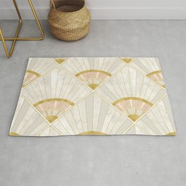 Pastel Blush Art Deco Pattern with Marbled Details and Metallic Gold Element Area & Throw Rug