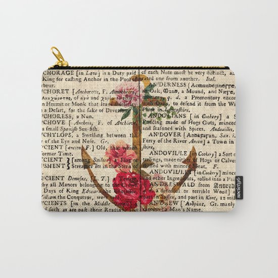 Vintage Anchor with Flowers Dictionary Art Carry-All Pouch