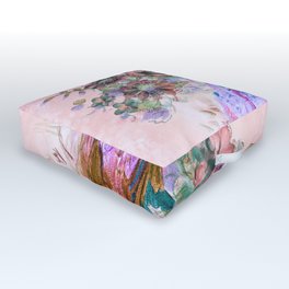 Parrot Bouquet - Rose Outdoor Floor Cushion