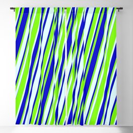 [ Thumbnail: Light Cyan, Blue & Green Colored Lined/Striped Pattern Blackout Curtain ]