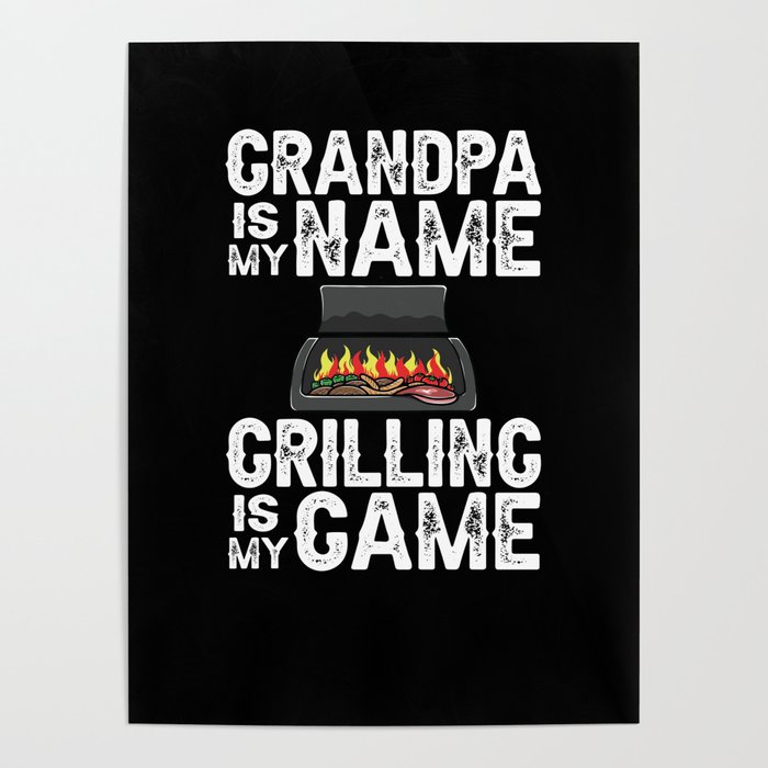 Grandpa Grilling BBQ Grill Smoker Master Poster