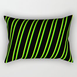 [ Thumbnail: Black, Yellow, and Lime Colored Pattern of Stripes Rectangular Pillow ]