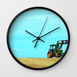 Tractor and Hay Roll on the Ridge Wall Clock | Field, Machinery, Cut, Process, Hay, Color, Digital, Crop, Processing, Farming 