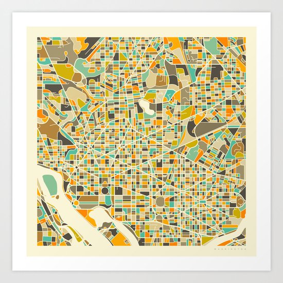 Washington DC Map Art Print